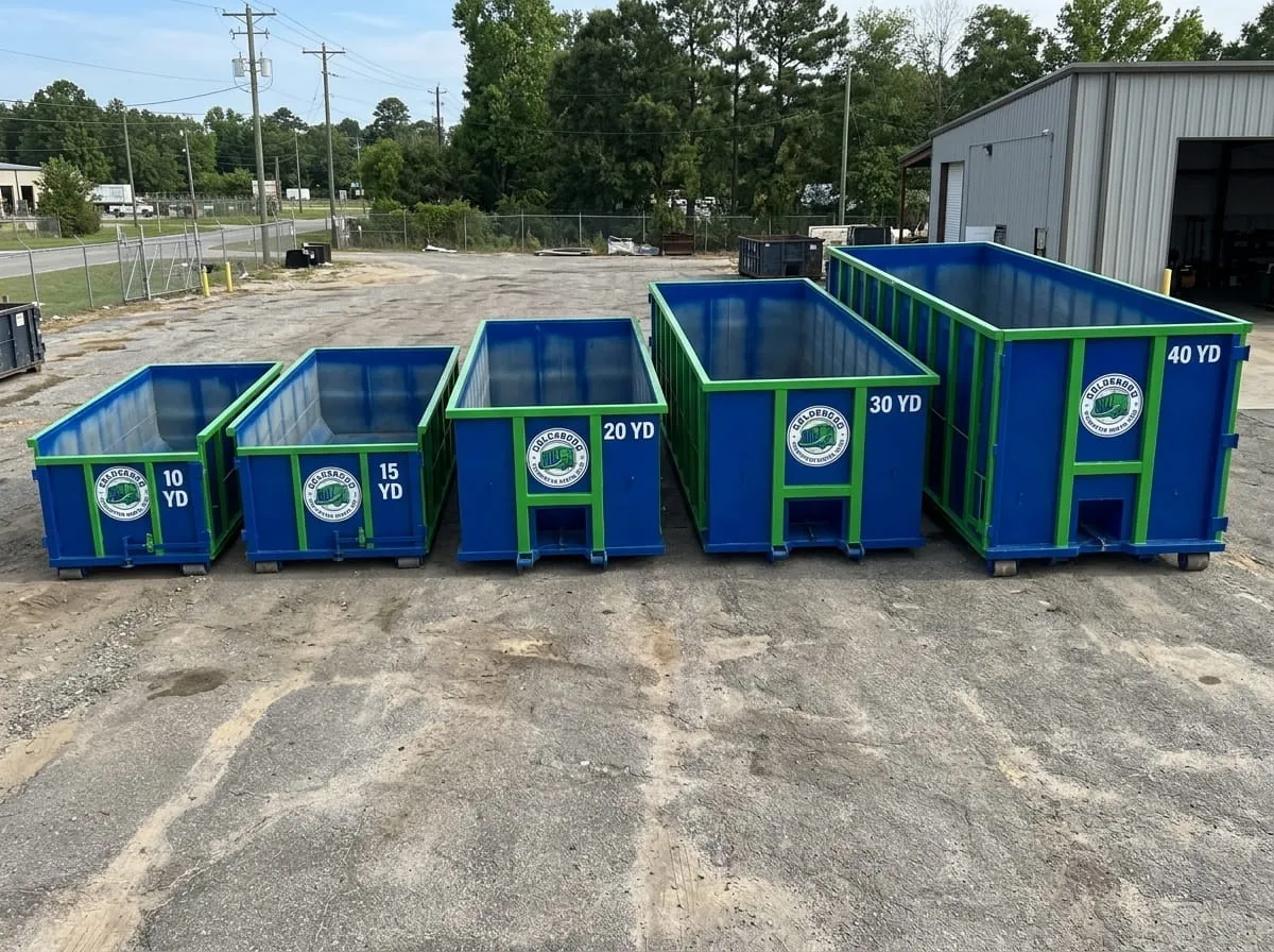 30 yard dumpster being delivered to a Goldsboro NC construction site